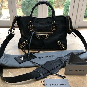 New Balenciaga Edge City Classic Black Leather Bag